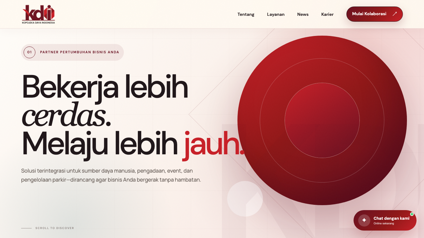 Tampilan terbaru website Kopojeka Daya Indonesia